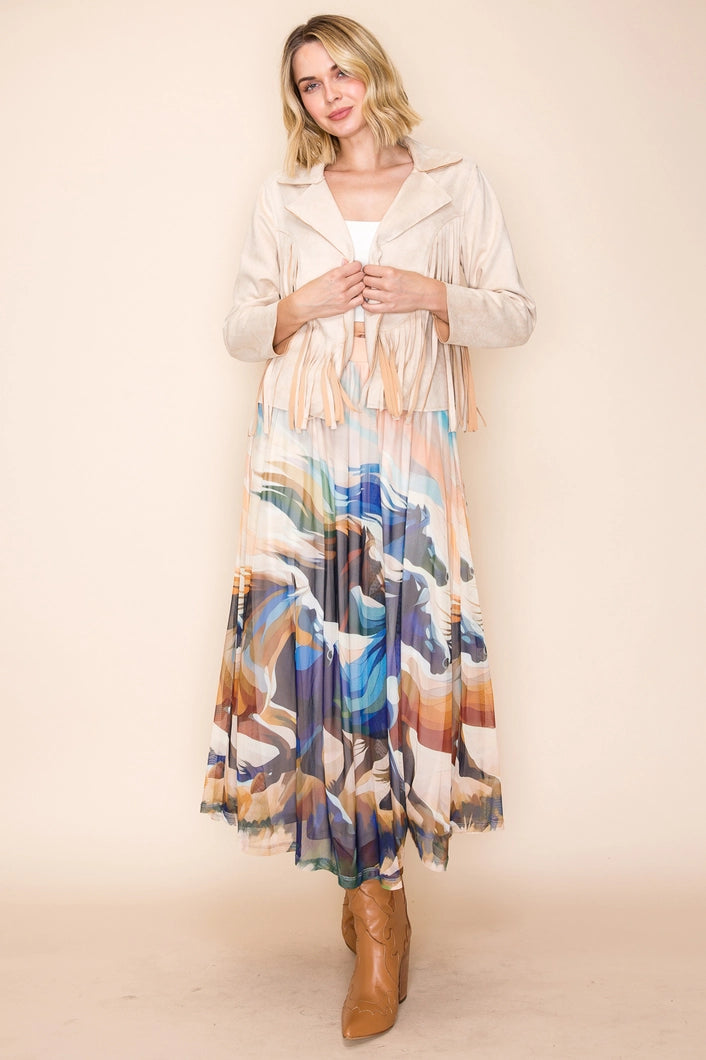 Suede Fringe Jacket-Horse-Bone