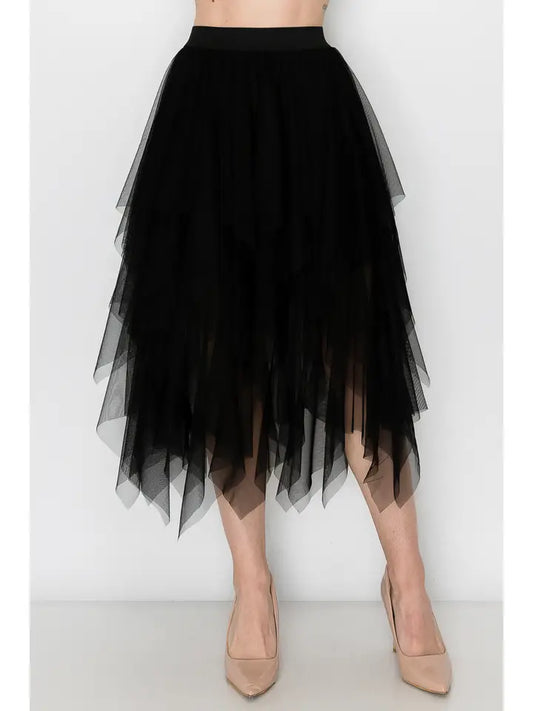 4546 Black Modern Tulle Skirt