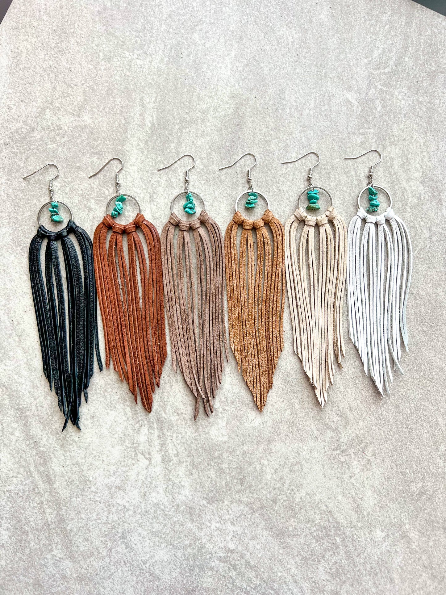 Fringed In Faith - Bozeman Fringe Earrings w/ Turquoise Beads
