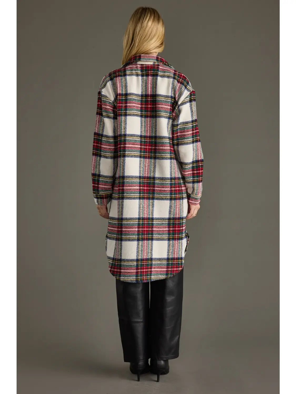 Ivory & Multicolored Plaid Long Shacket