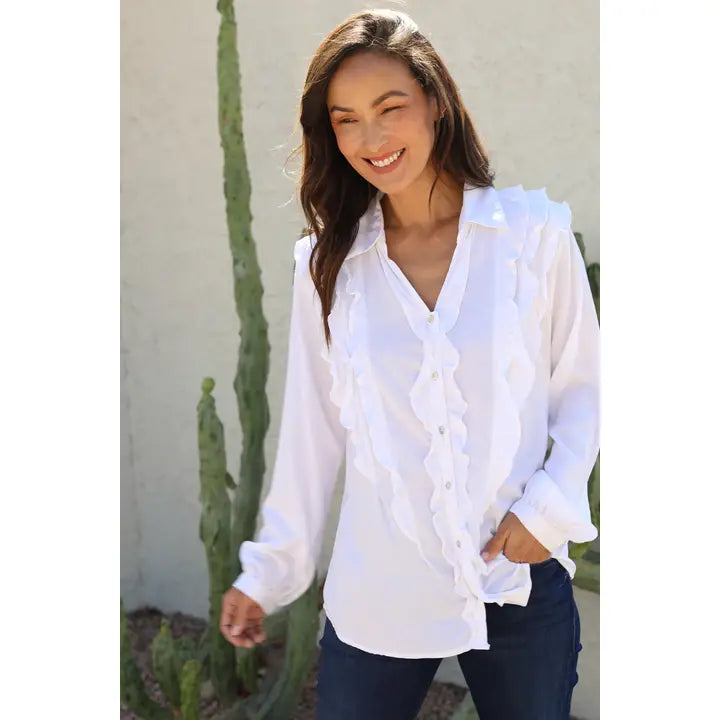 Ruffle Detail Button Front Shirt