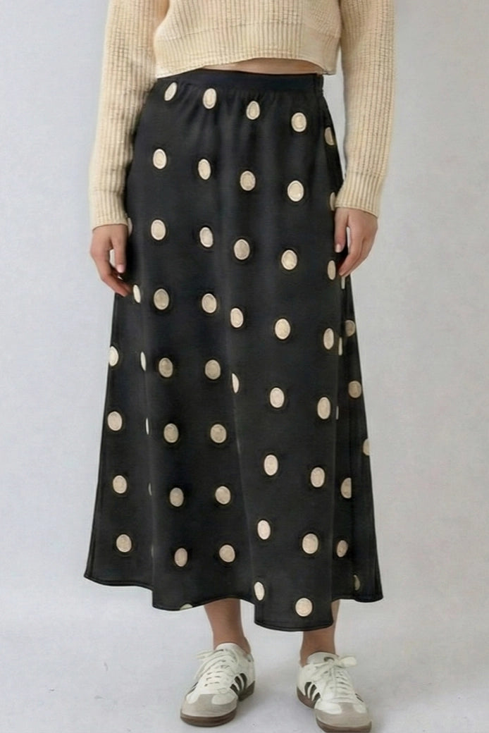 Vintage Polka Dot Midi Skirt