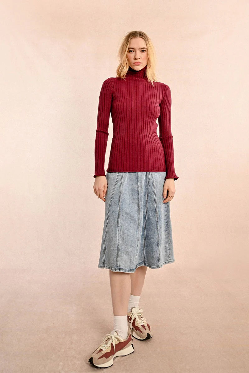 F419CN Ribbed Knit Turtleneck