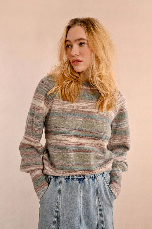 LA1592CN Tie & Dye Striped Knit Sweater