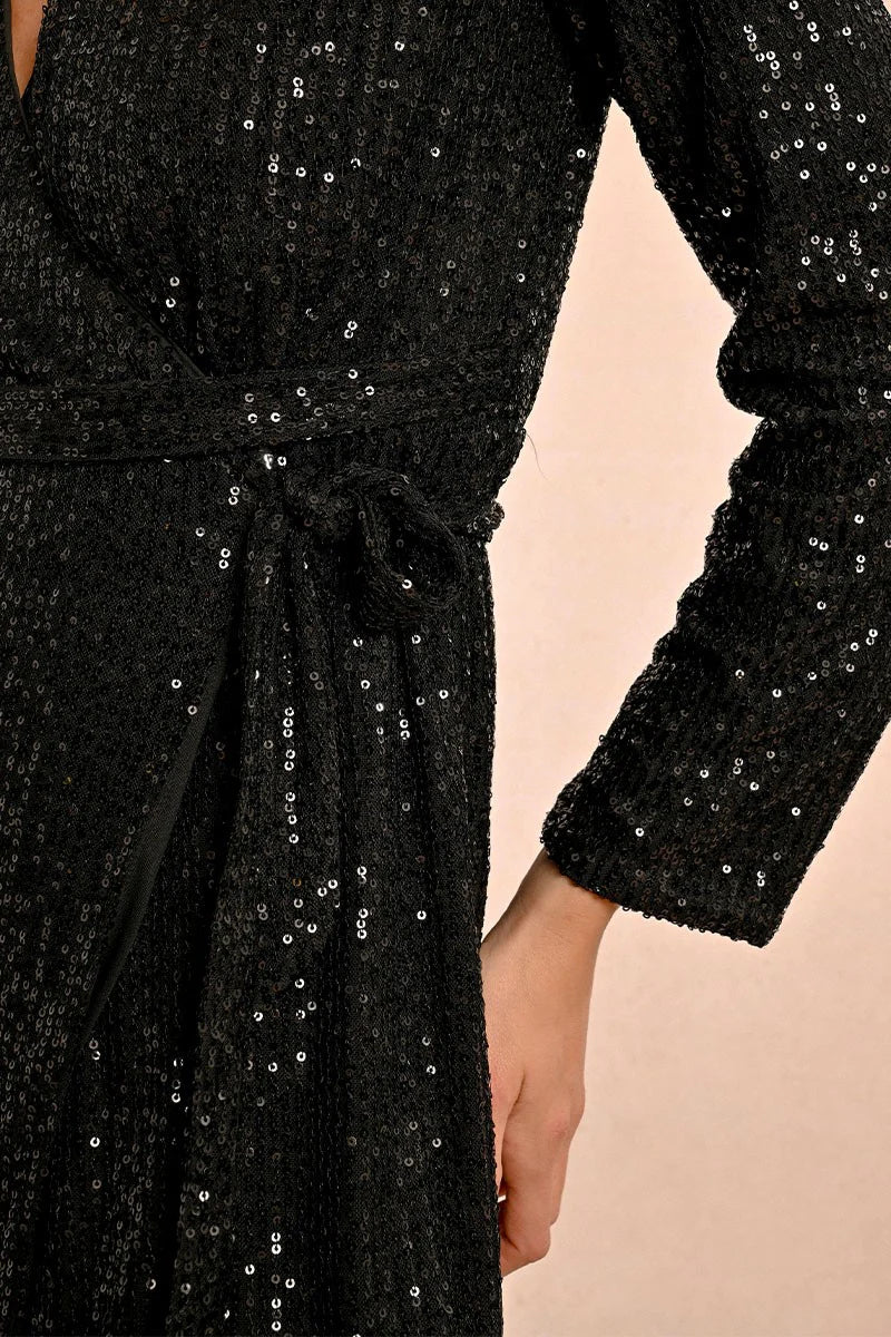 MW123CH Sequin Wrap Dress