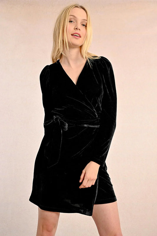 TW129CH Asymmetrical Velvet Dress