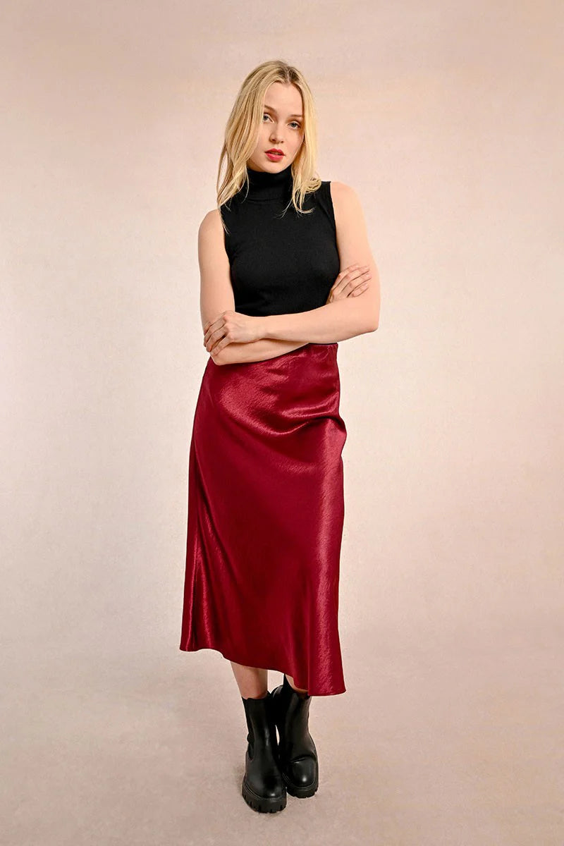 T1635CN Long Satin Skirt