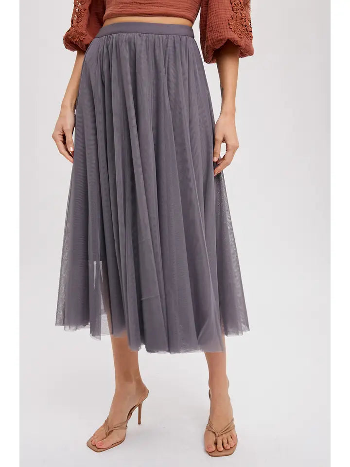 Tulle Midi Skirt Dark Ash