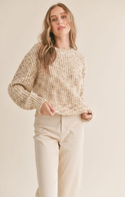 AG1401 Speckled Knit Sweater Cream