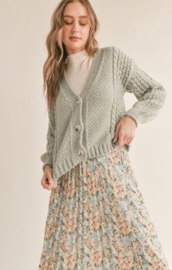 AG1423 Knit Cardigan Sage