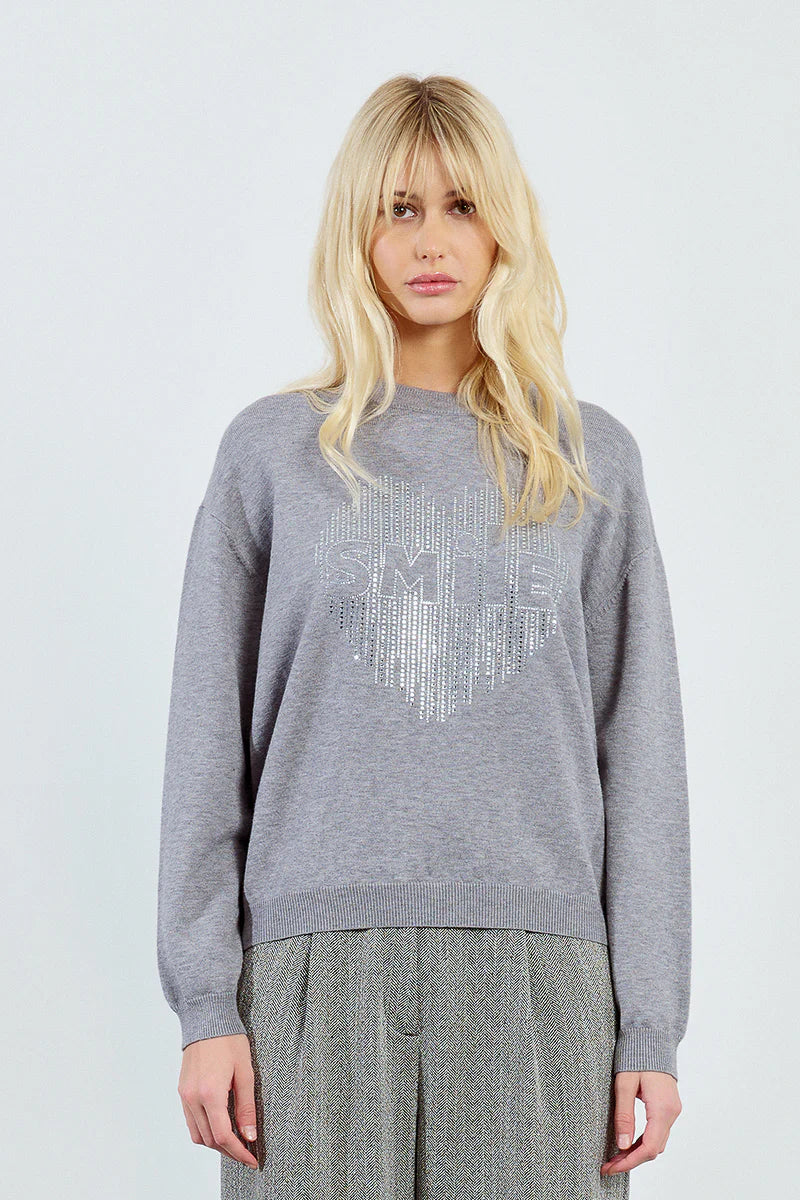 EL1143DN Rhinstone Heart Sweater