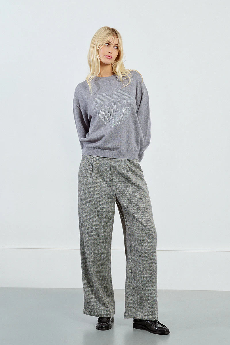 EL1143DN Rhinstone Heart Sweater