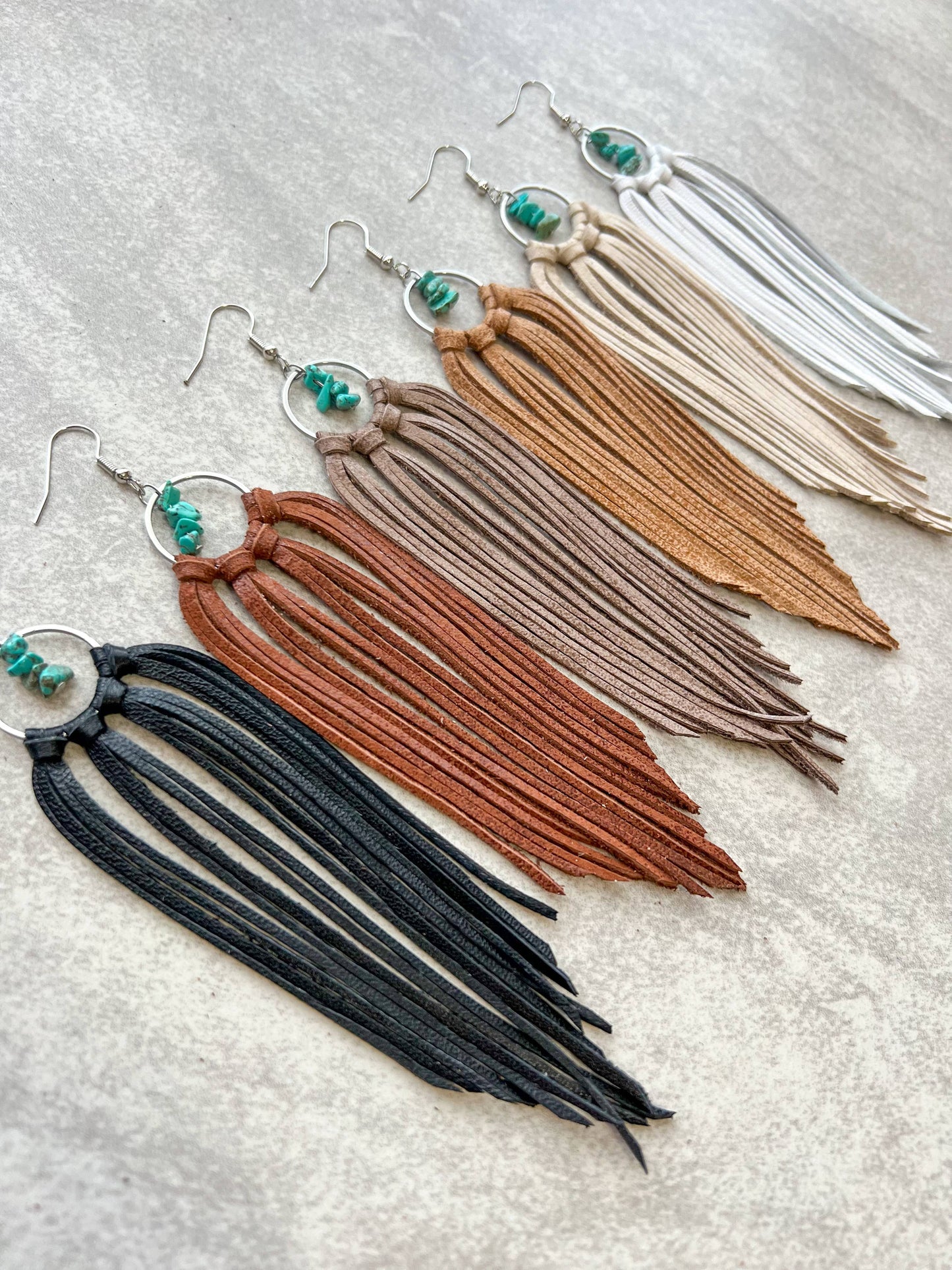 Fringed In Faith - Bozeman Fringe Earrings w/ Turquoise Beads