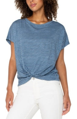 Twist Dolman Knit Tee blue multi mcro