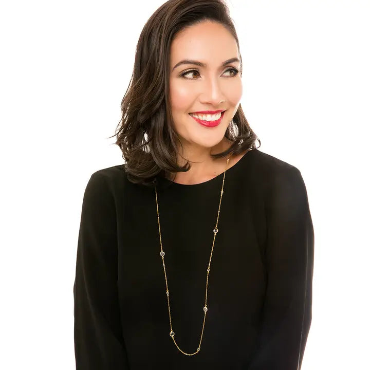 Crystal Drops Long Necklace