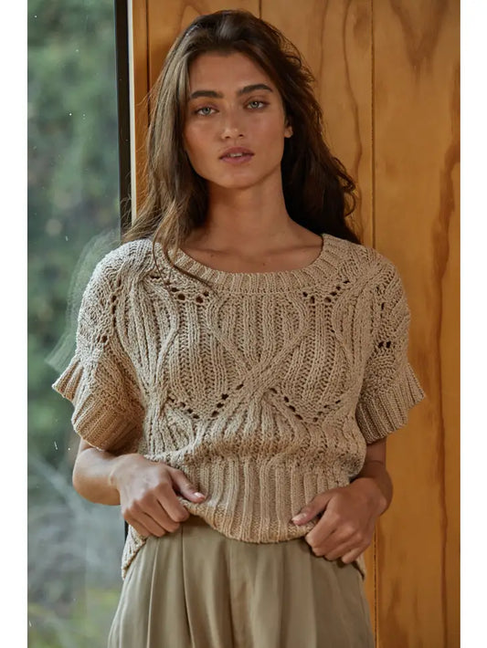 Crochet Top Taupe