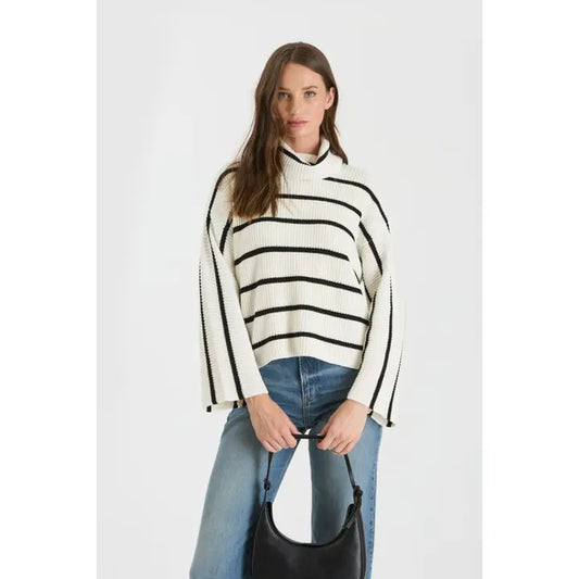 TW1555 Stripe Turtleneck Knit Sweater