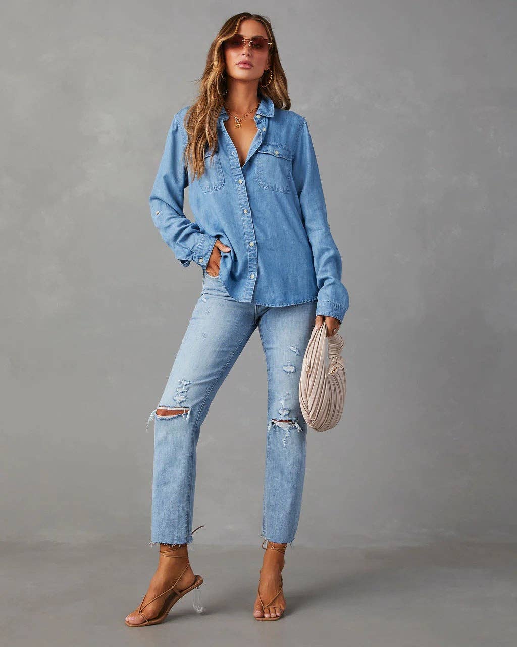 Denim Pockets Long Sleeves Shirt