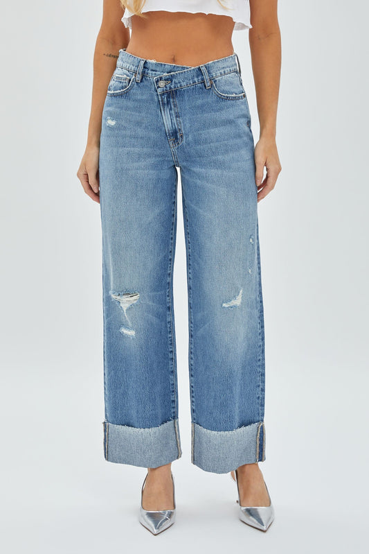 HD9198D-MD 30" High Waist Dad Jeans