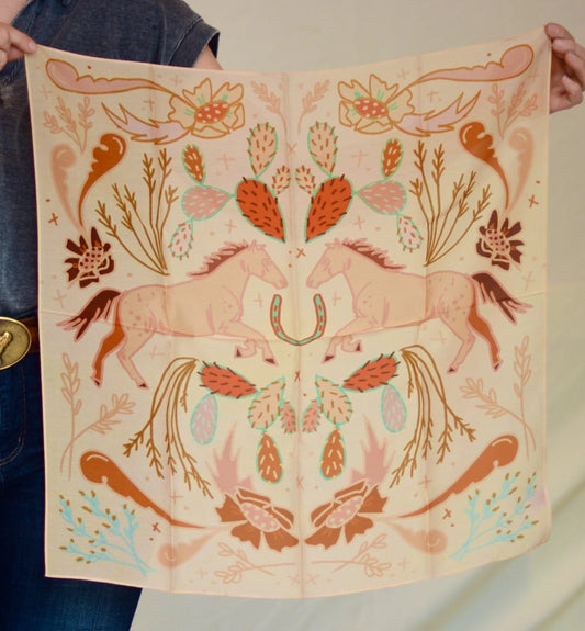 Wild horse prairies in peach scarf