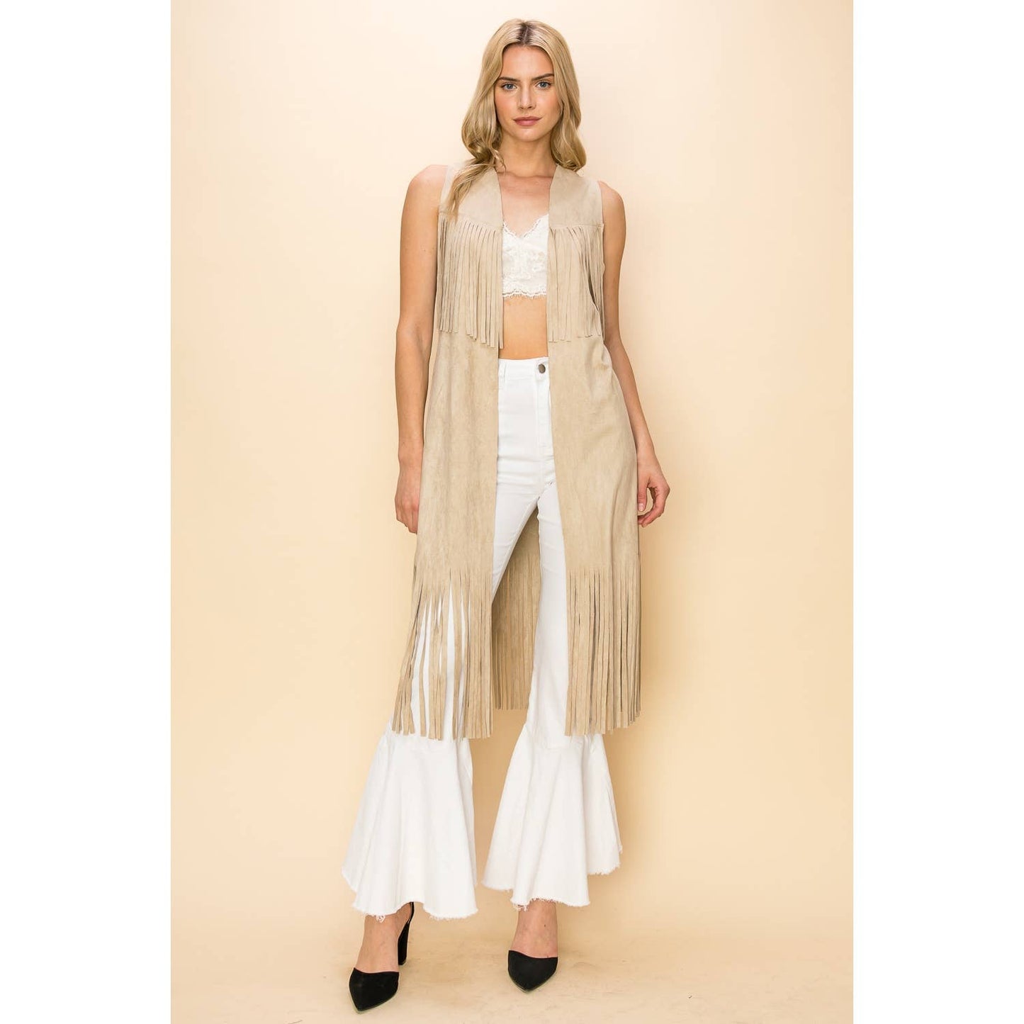 LONG FRINGE SUEDE VEST