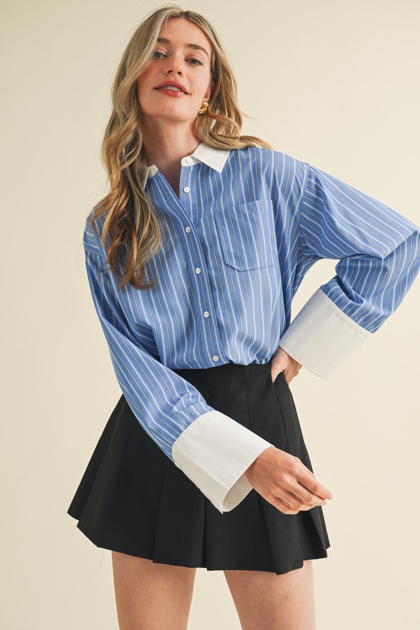 MTP4104 Striped Button Down Shirt