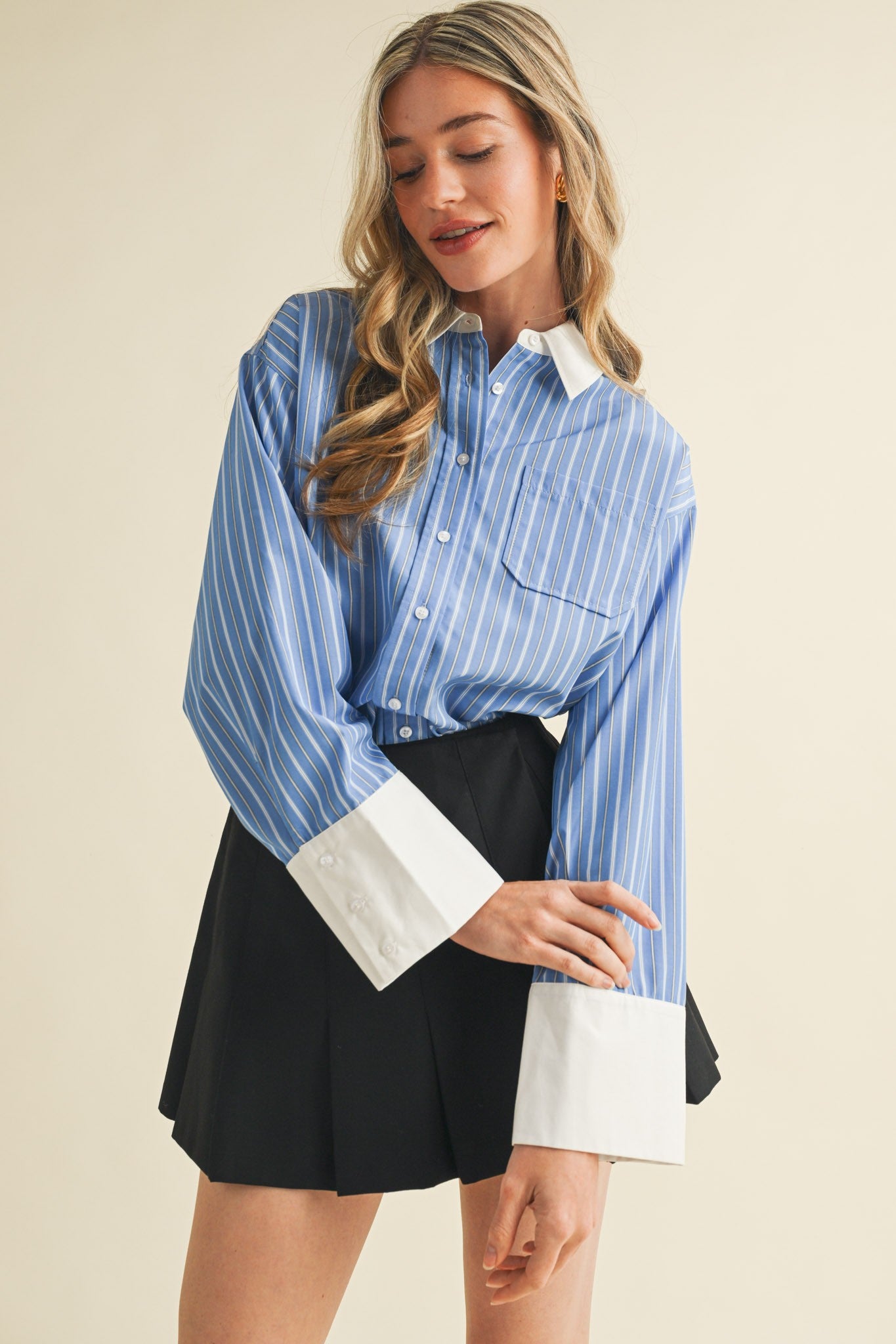 MTP4104 Striped Button Down Shirt