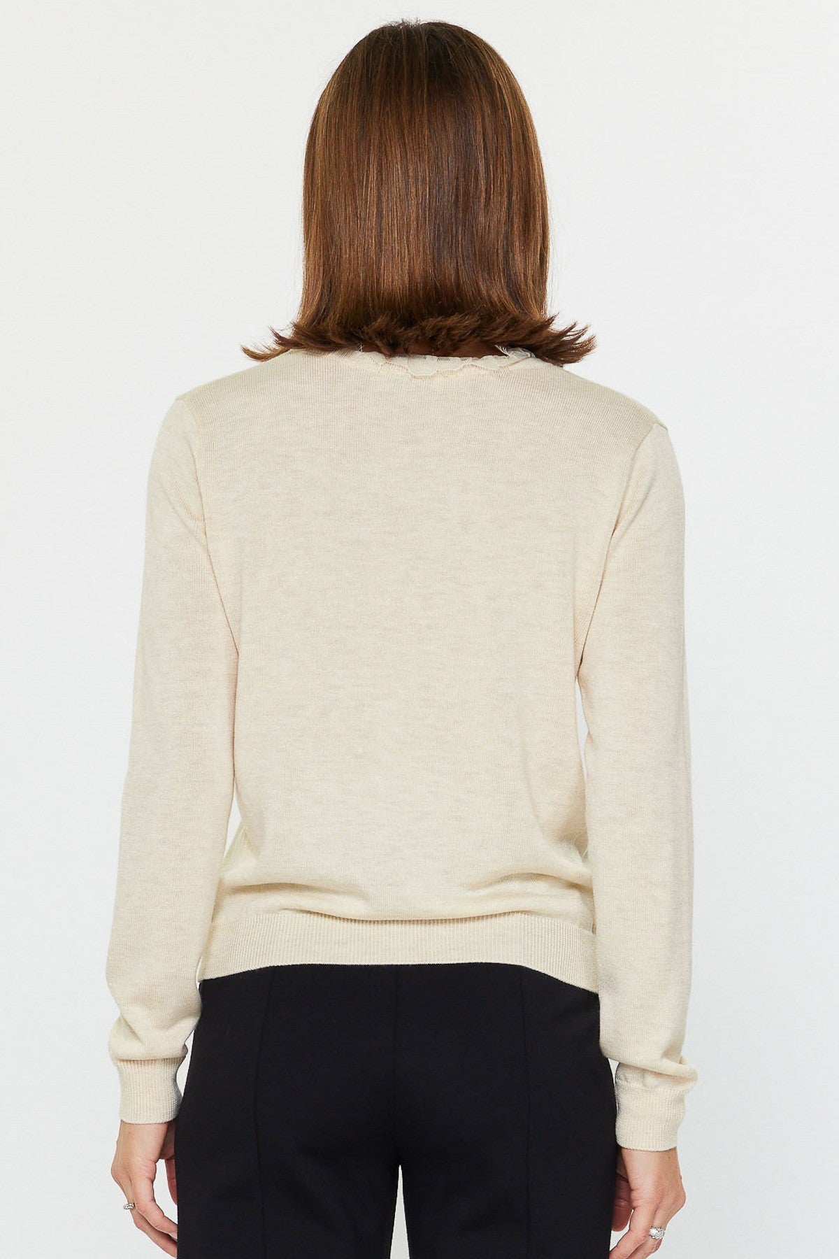 Lace Trimmed Sweater Ivory