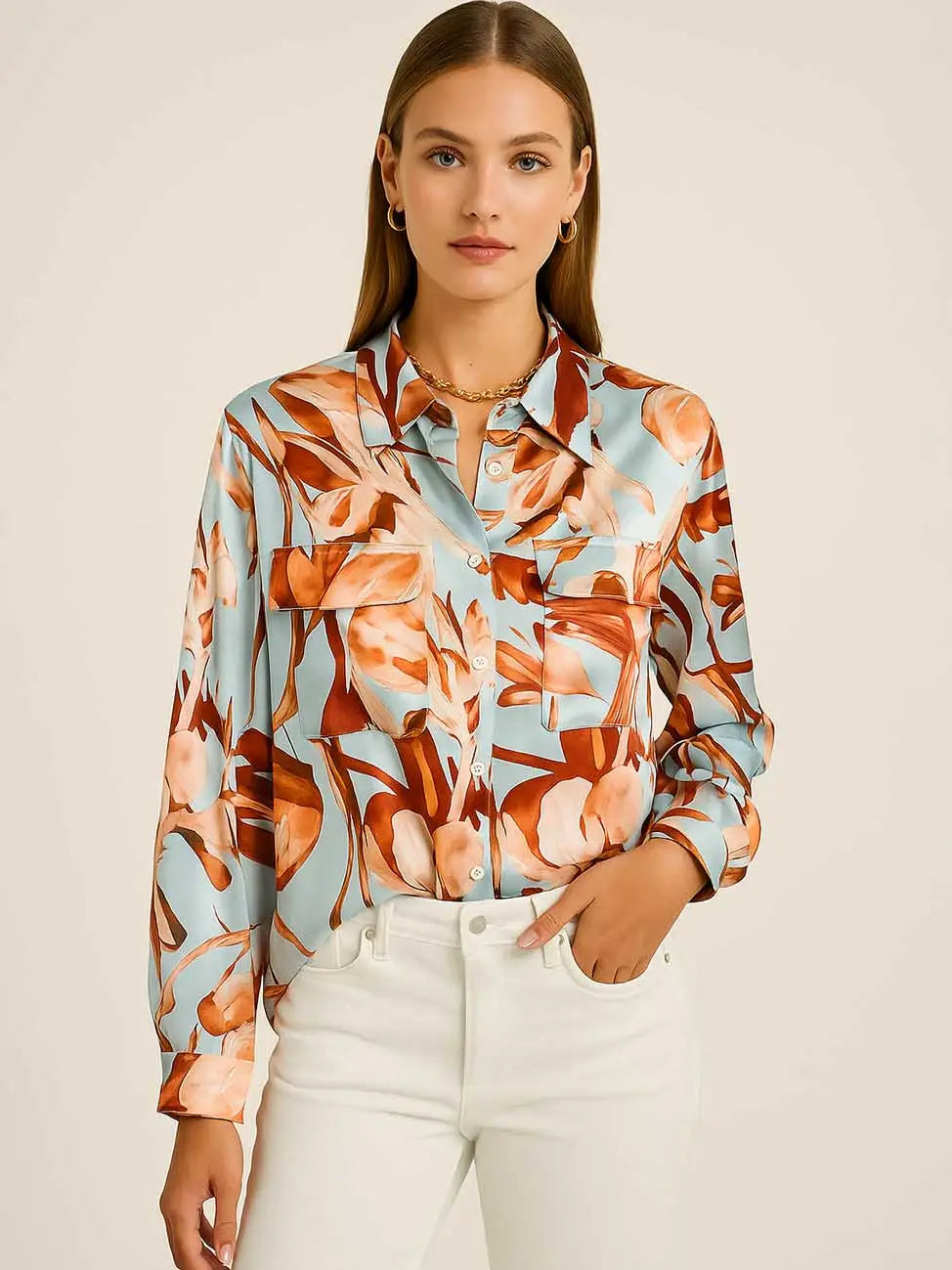 Print Button Down LS Shirt