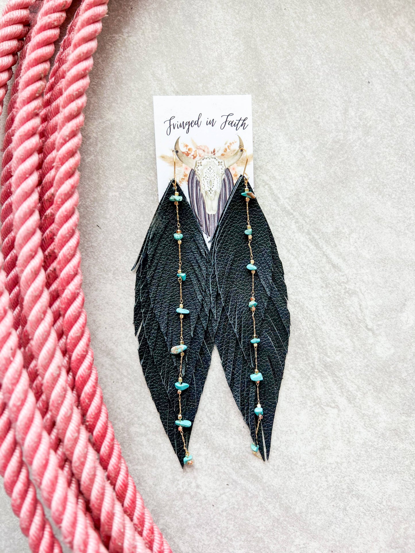 Fringed In Faith - Leather Shoulder Dusters | Black