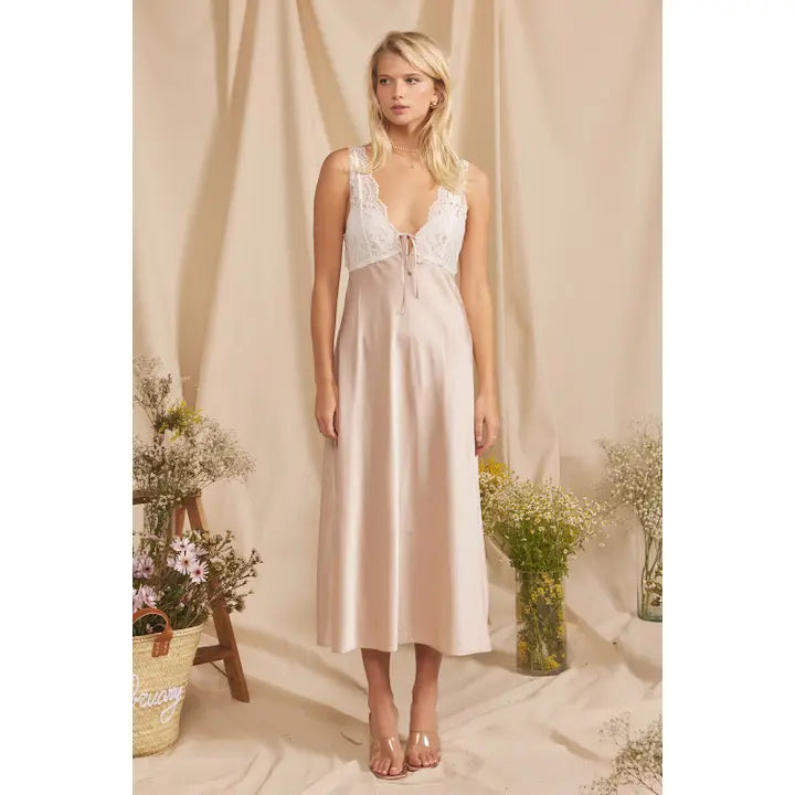 1378D Lace Slip Dress Satin