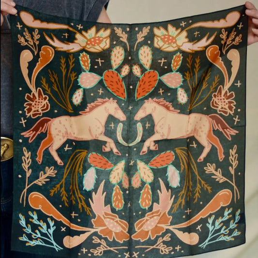 Wild Horse Prairies In Denim Wild Scarf