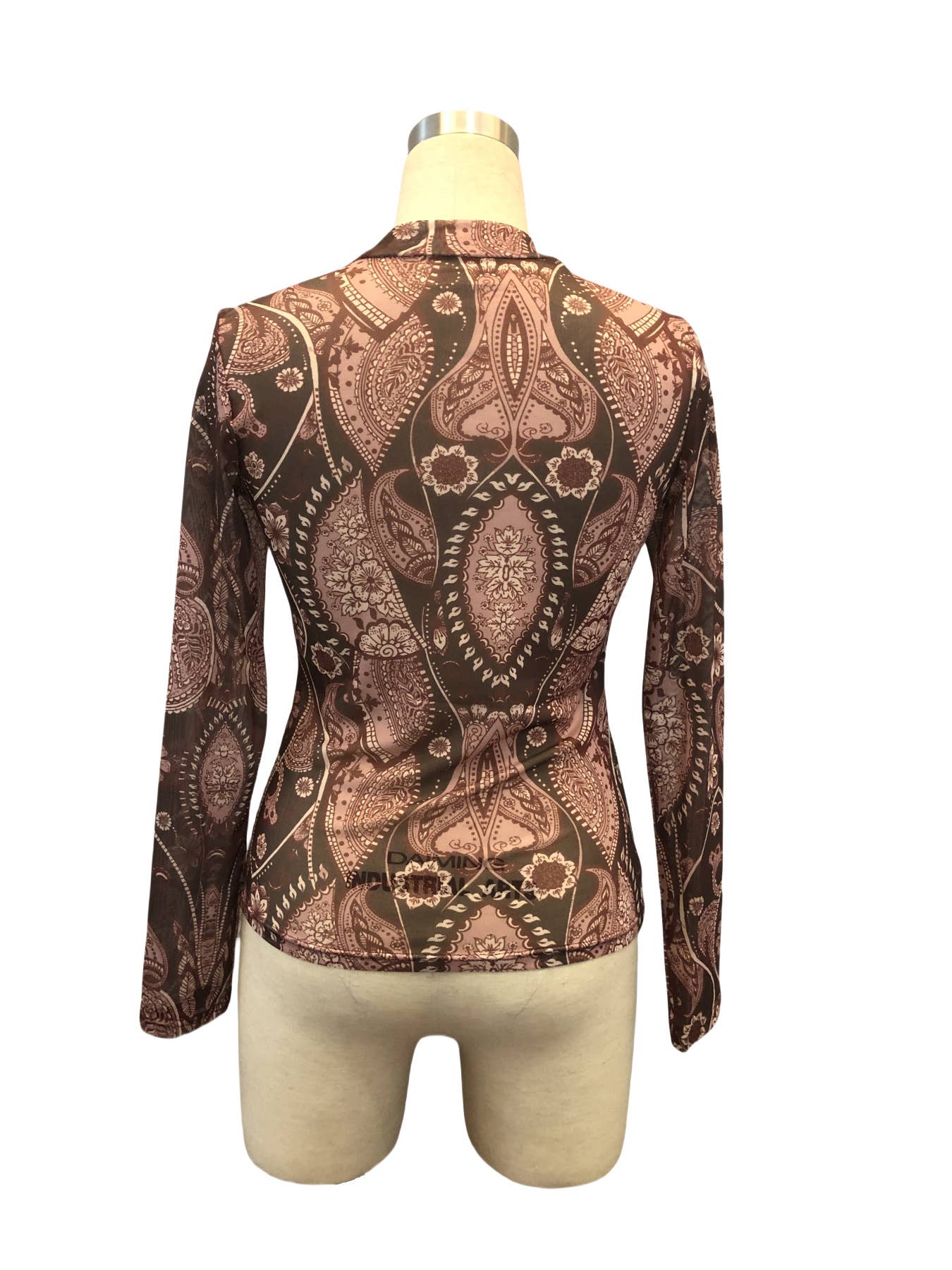 Paisley Print Mesh Top
