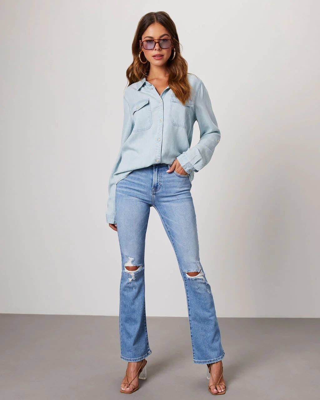 Denim Pockets Long Sleeves Shirt