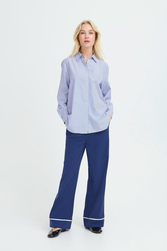 Track stripe button up shirt