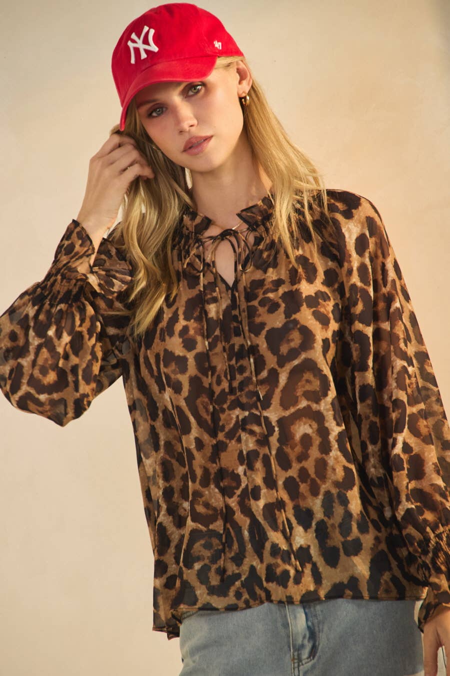 Sheer Leopard Printed Blouse