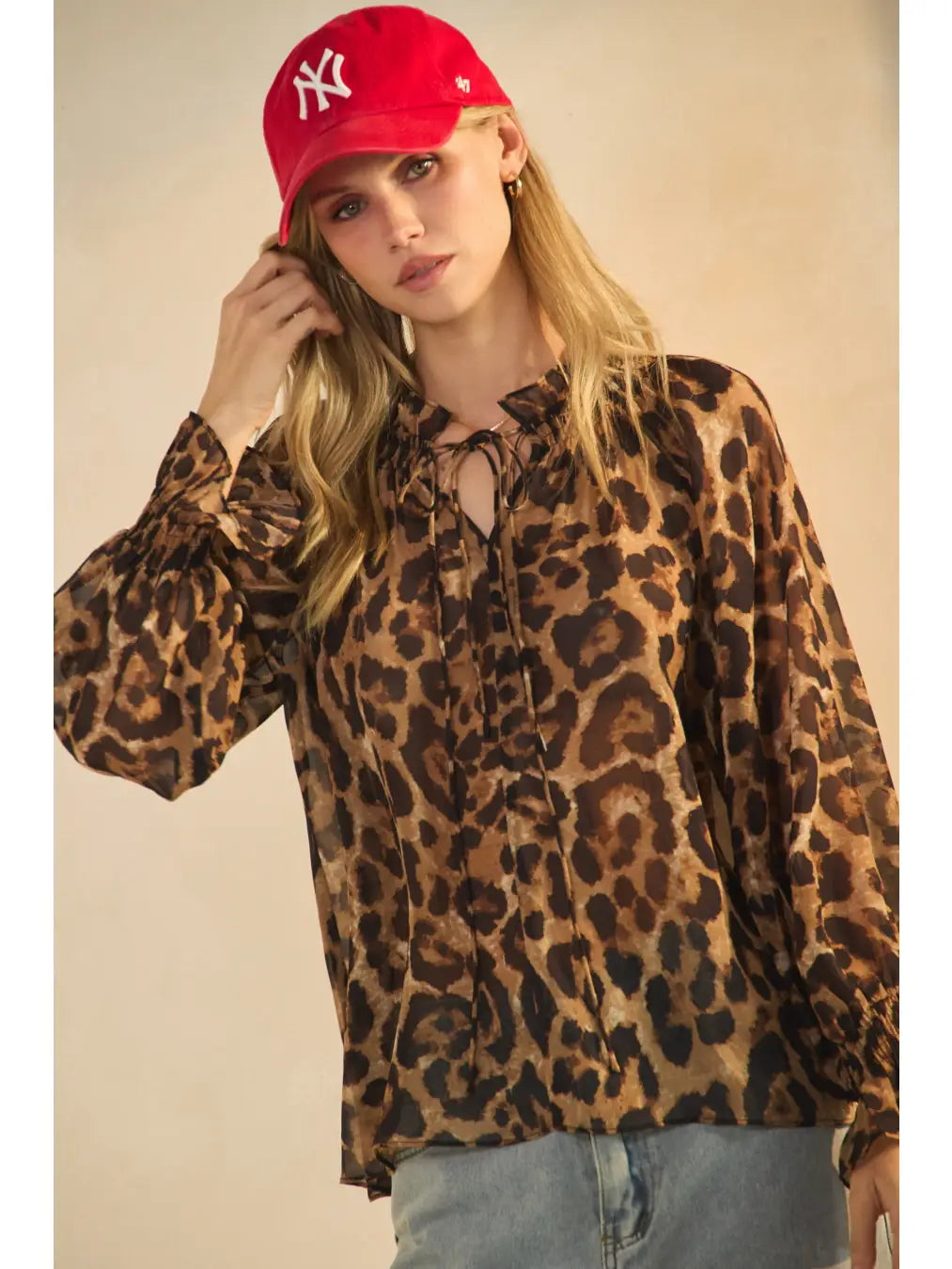 IT18551 Sheer Leopard Blouse