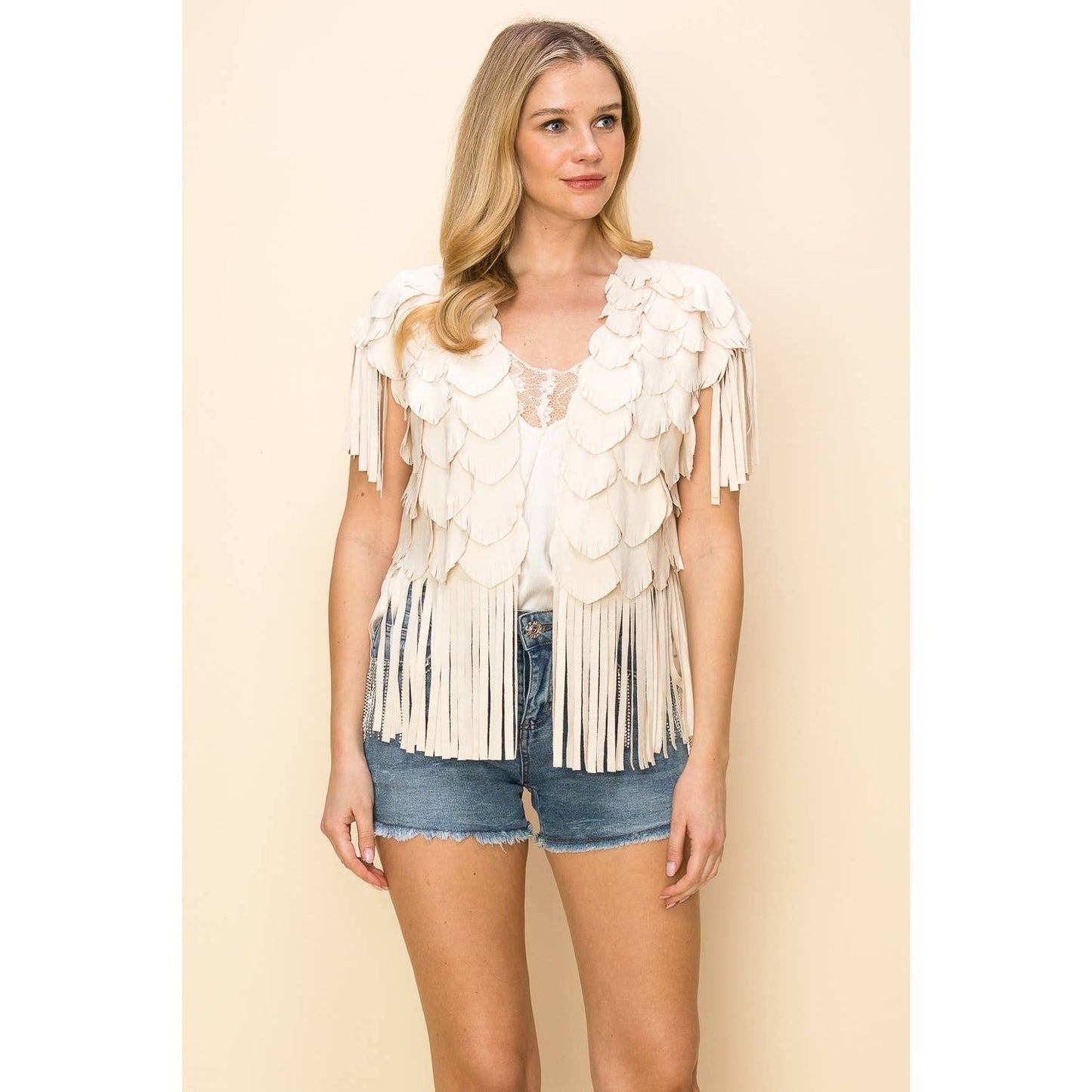 SUEDE FEATHER CUT FRINGE VEST