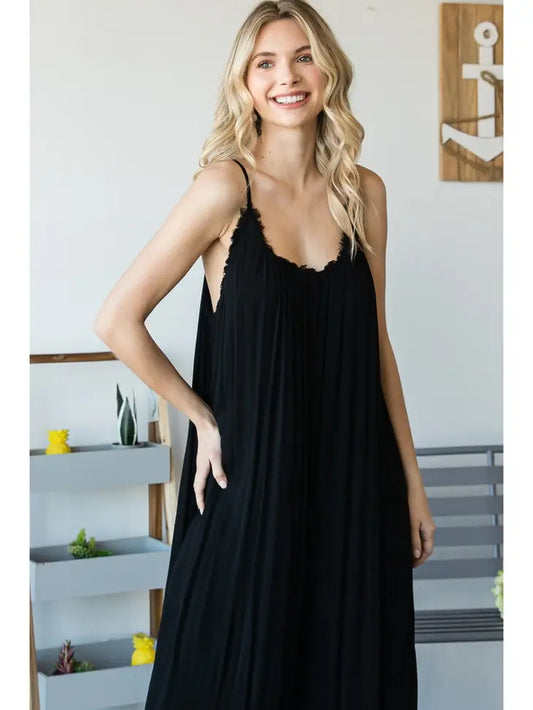 VP71284 Sleeveless Open Back Jumpsuit Black