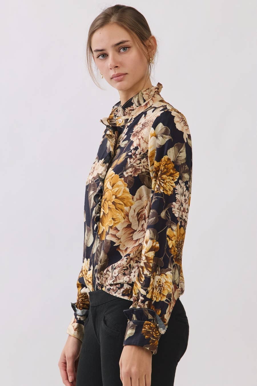 Floral Button-front Blouse