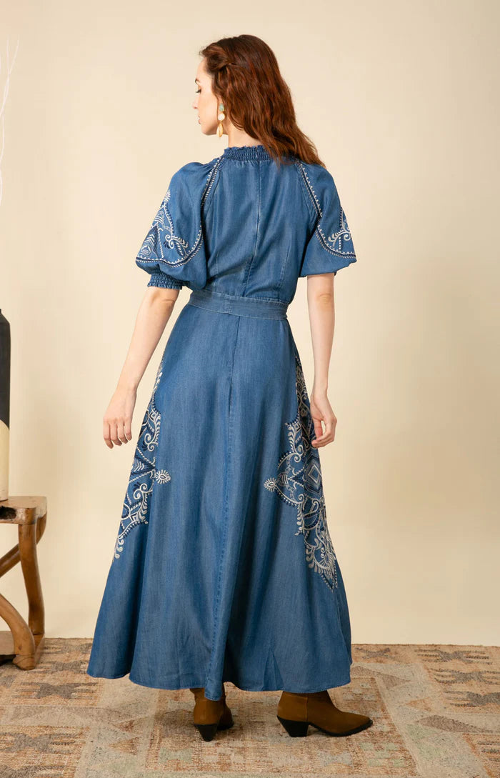 45MW632T Wynter Embroidered Chambray Dress