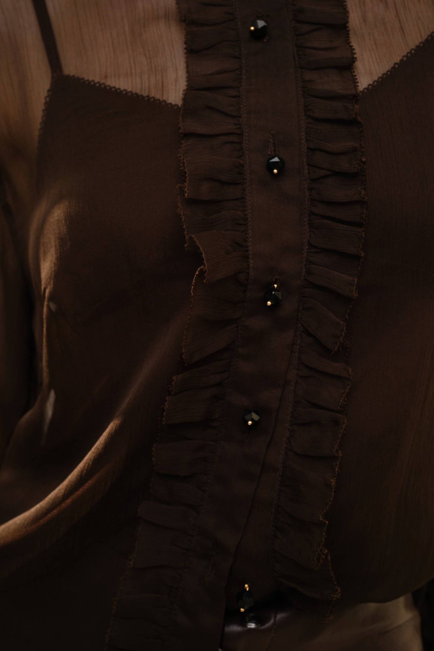 Mock Neck Ruffle Cape Blouse