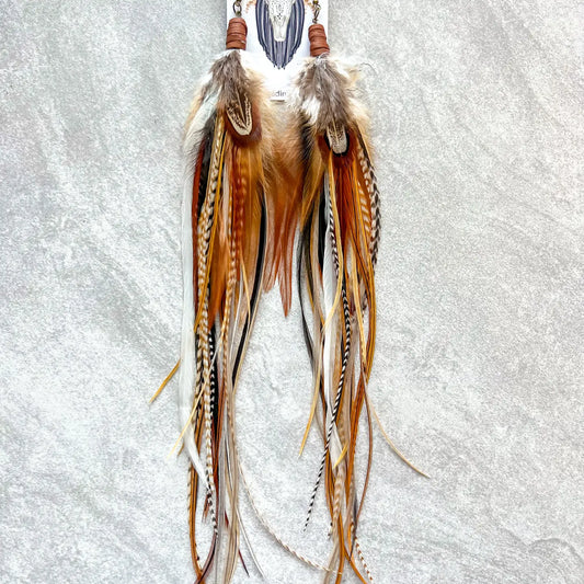 XL Feather Earrings Brown