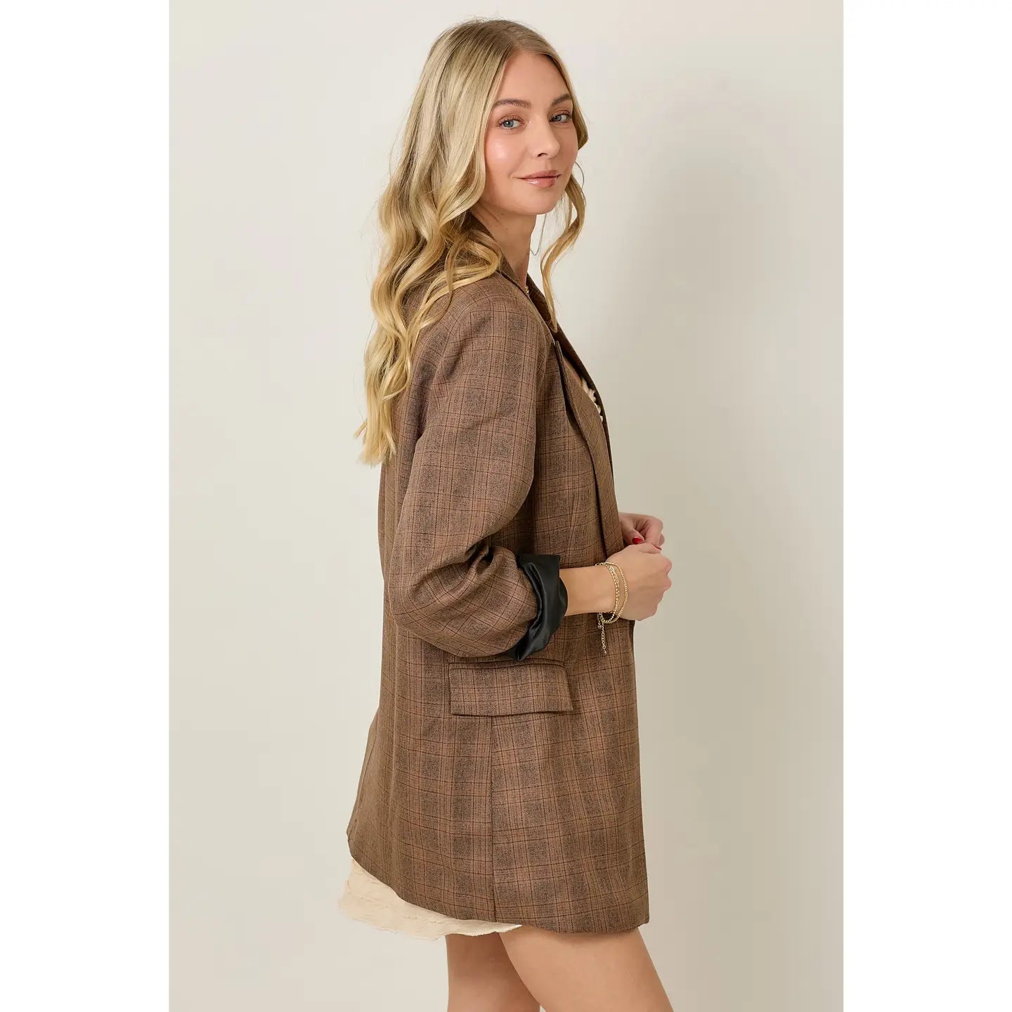 71089SK LT Weight Plaid Blazer