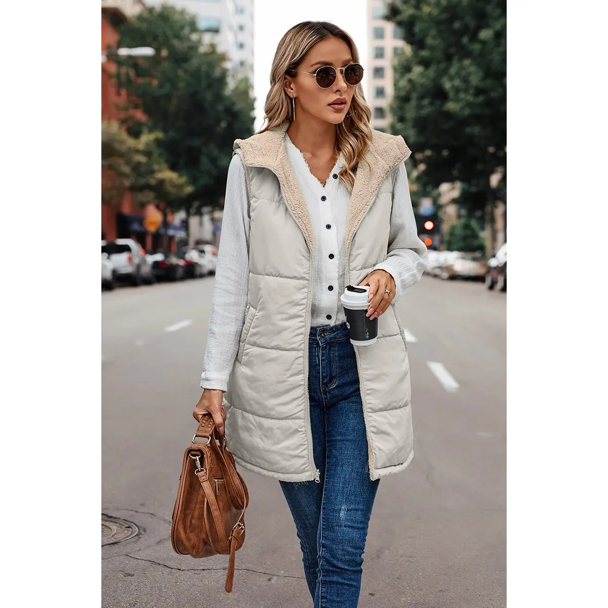 Faux Fur Front Pocket vest w/ Zipper