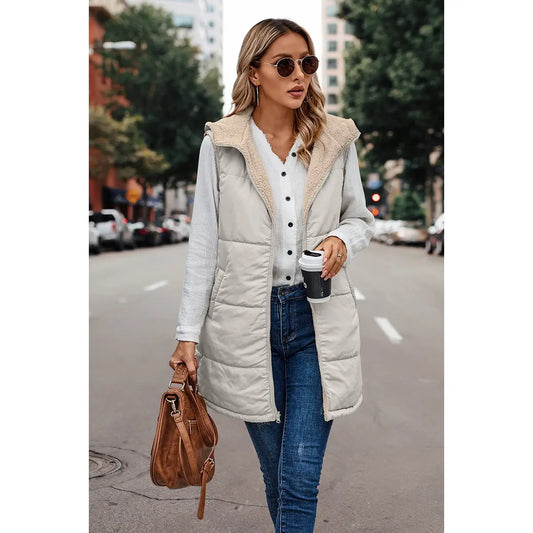 Faux Fur Front Pocket vest w/ Zipper
