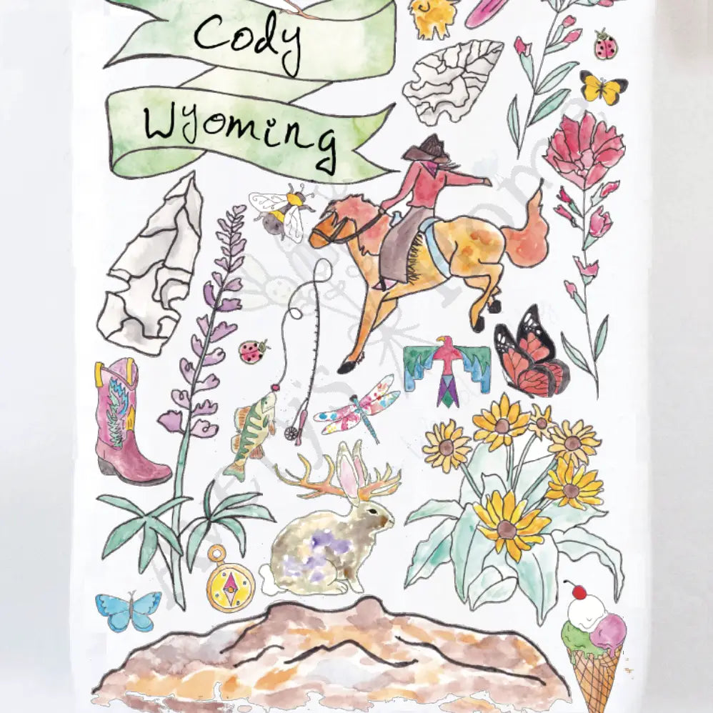 Cody Wyoming Spring Tea Towel