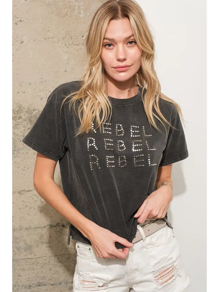 Washed Rebel Studded Dress Tee