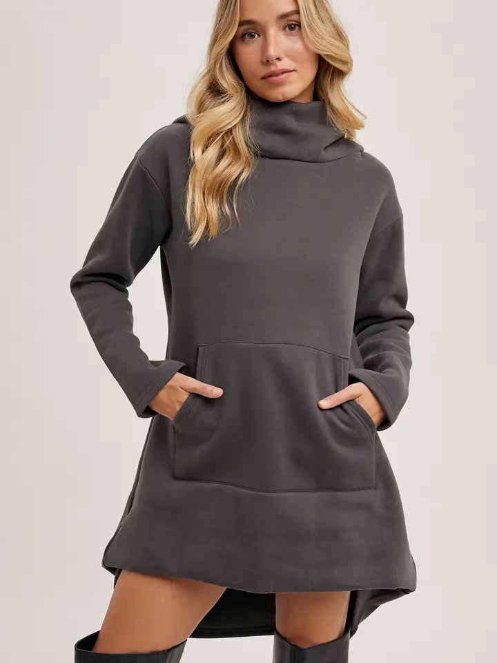 T02481 Hoodie Tunic Sweatshirt Ash