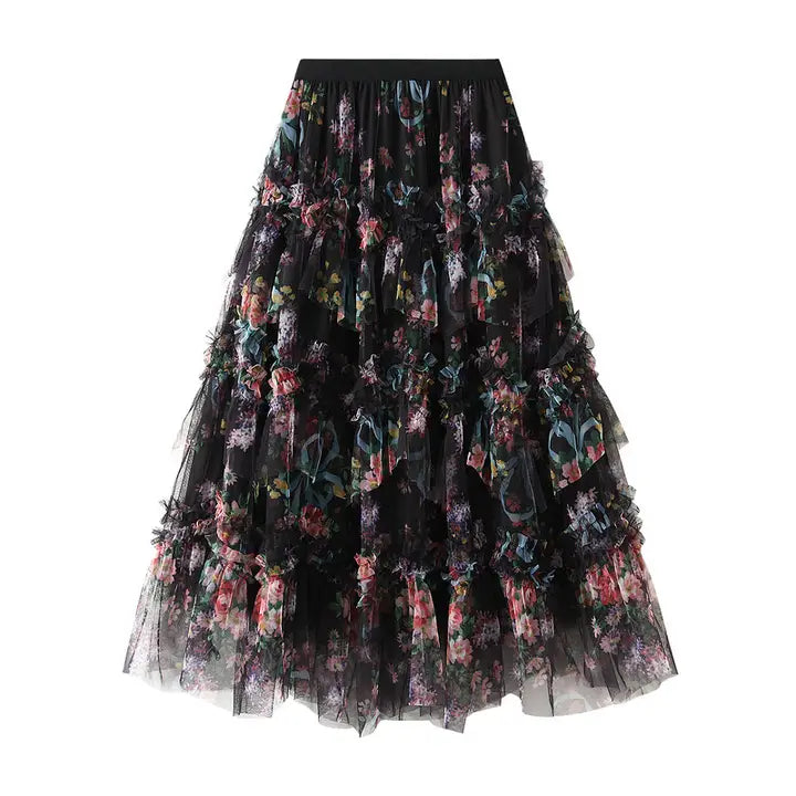 Ruffle Floral Skirt